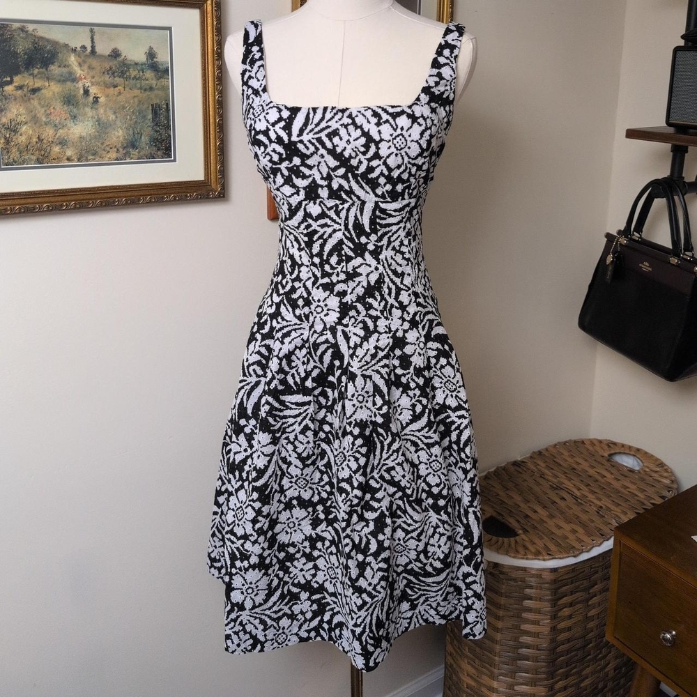 Ralph Lauren Monochrome Floral Midi Dress